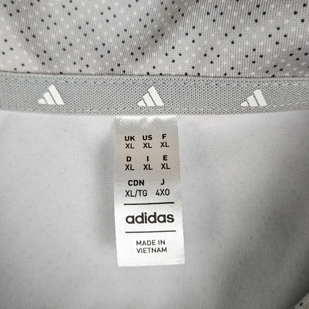 Adidas Golf Ultimate 365 Polo Shirt Mens XL Gray Polo-Dot Print Short Sleeve UPF